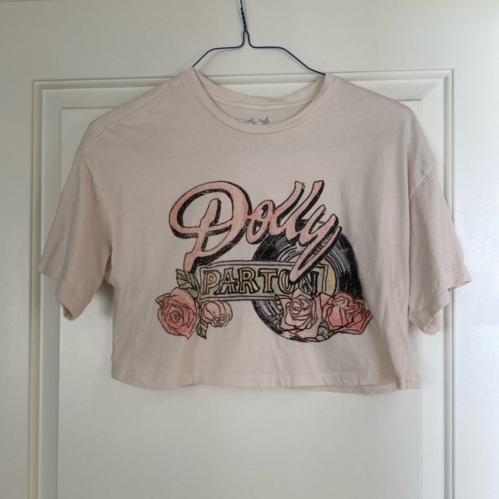 Dolly Parton Crop Top Cream Graphic Tee